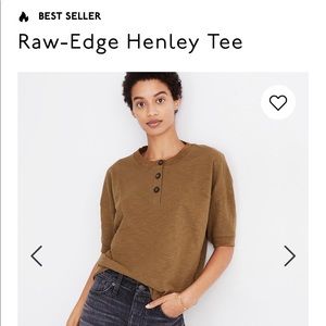 Raw Edge Henley Tee - Black Coal